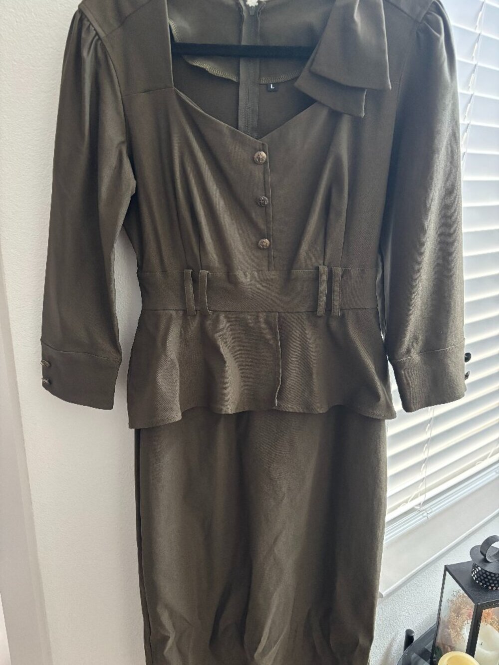 Midi Peplum Dress with 3/4 sleeves
